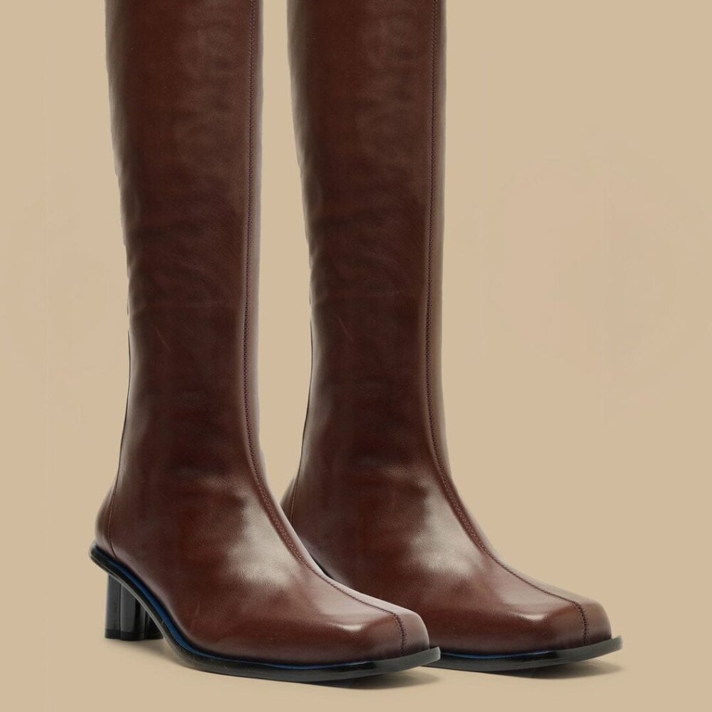 NWB FARM Rio Brown Knee High Unique Heel Square Toe Boot (Size 9.5) BRAND NEW